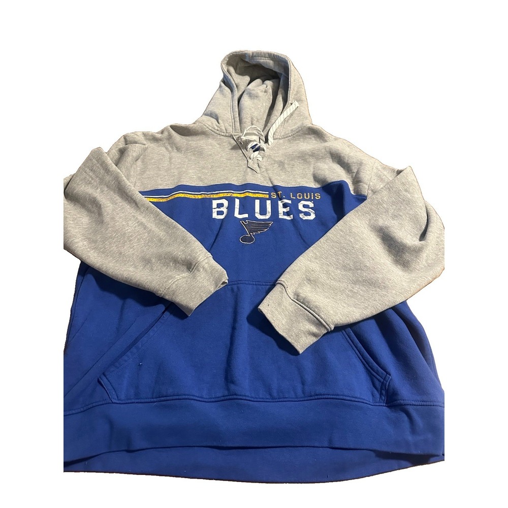 St. Louis Blues Sweater Pullover Hoodie 2XL Cotton Heavy Duty Fleece Jersey